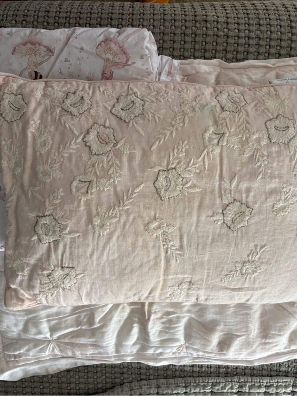 POTTERY BARN- Monique Lhuillier Embroidered Floral Pillow, Sham and Comforter